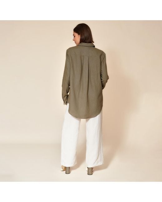 Gunda Hafner Ltd Gray Neutrals Khaki Linen Safari Shirt