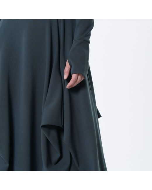Metamorph Blue Maxi Draped Dress With Thumbhole Sleeves