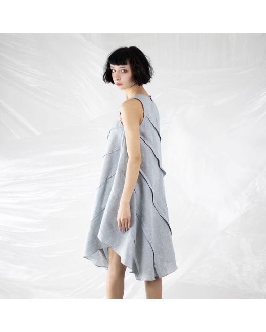 Jana Coshè Gray Stone Cascade Linen Dress