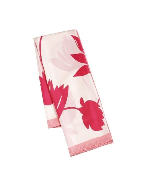 Heritagemoda Pink Hand-Painted Silk Scarf – Blush With Peony Lotus Flowers