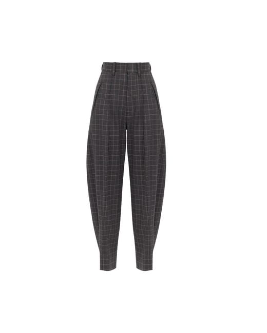 Georgette Black Charcoal Grid Tailored Trousers
