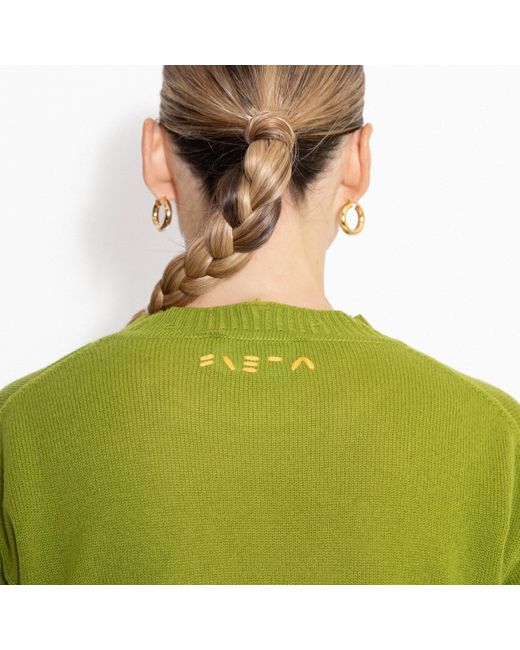 SVETA Milano Green Billie Cashmere Sweater With Embroidery