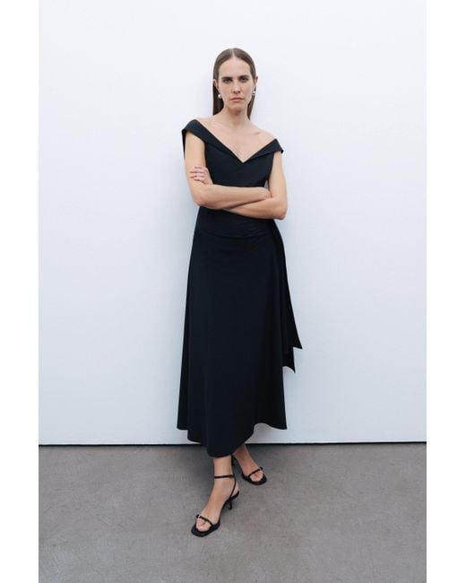 Nocturne Black Tie Detail Midi Dress