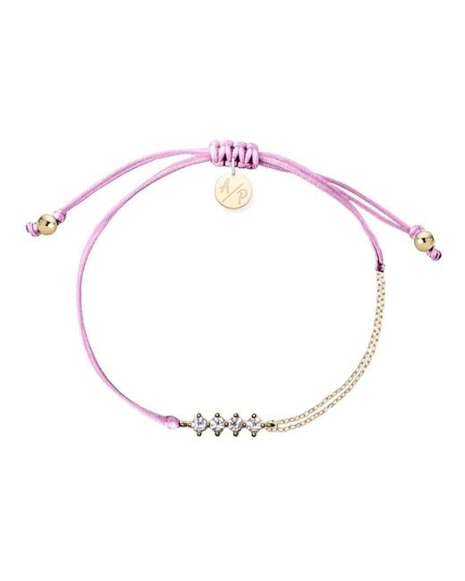 Adriana Pappas Designs Metallic Cz Crystal Bar Bracelet On Colored Cord