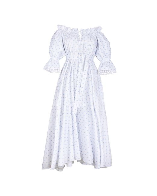 Lisa The Label Blue Pyjama Baby Doll Dress Spot Cotton
