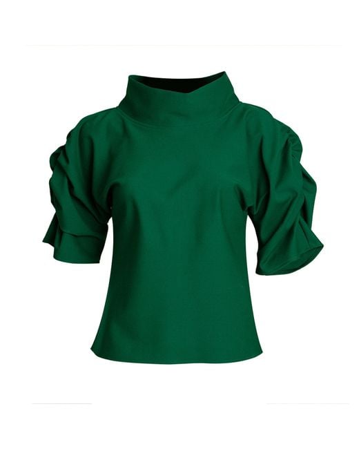 Bianca Popp Green Puff Blouse With Collar