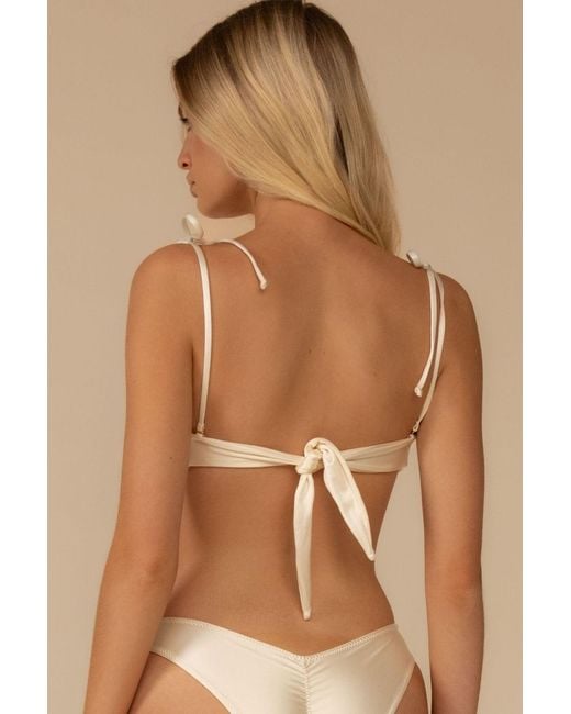 Montce Natural Neutrals Cream Silkie Tori Ties Bandeau Bikini Top