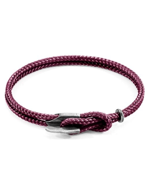 Anchor and Crew Purple Aubergine Padstow & Rope Bracelet for men