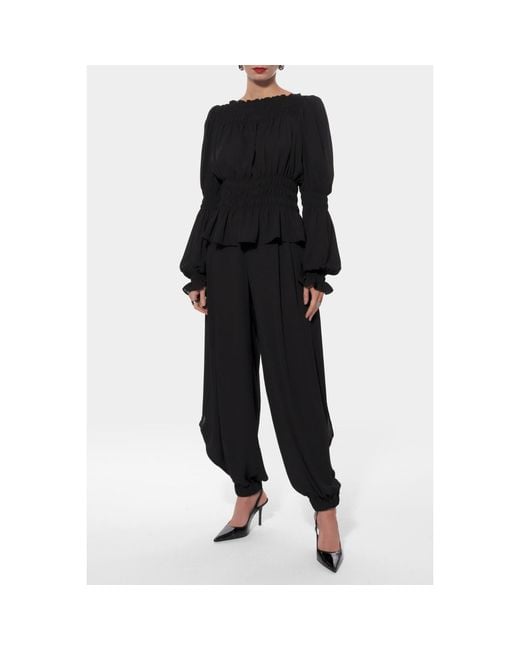 AGGI by HALEWSKI Black Molly Sheer Puff Sleeve Top