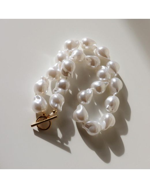 FV Jewellery Metallic Steel Me Baroque Pearl & Necklace