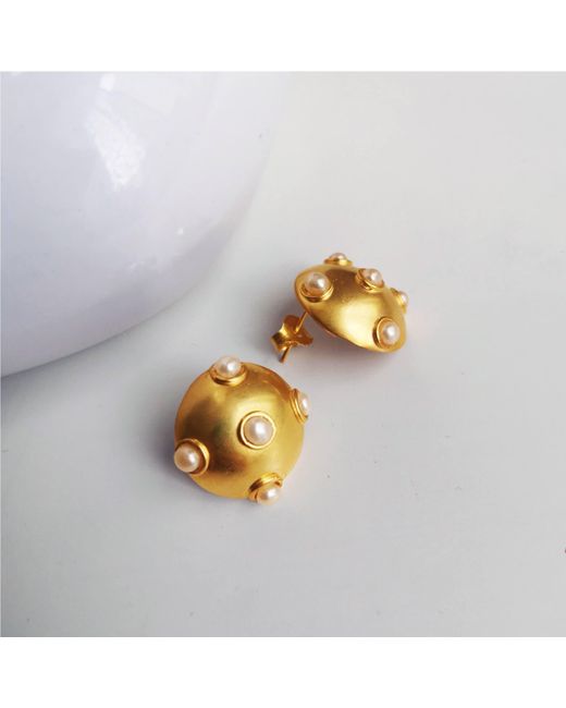 Nowart Jewelry Metallic Pearl Ball Earrings