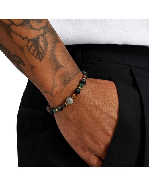 Nialaya Black Tiger Eye Spiritual Power Bracelet for men