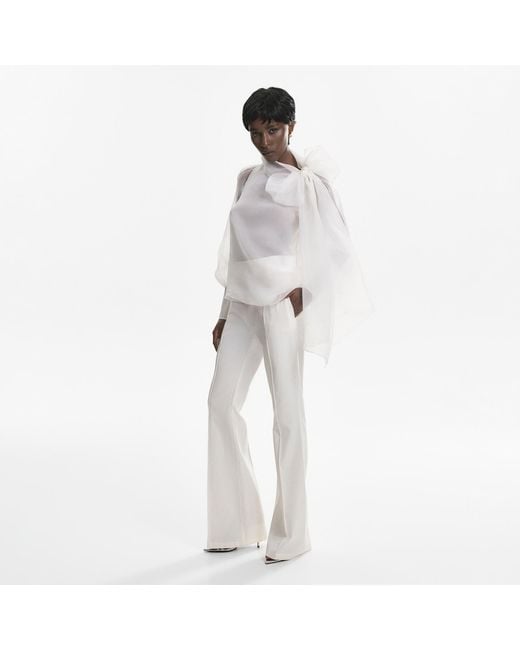 Lita Couture White Sheer Organza-Silk Blouse