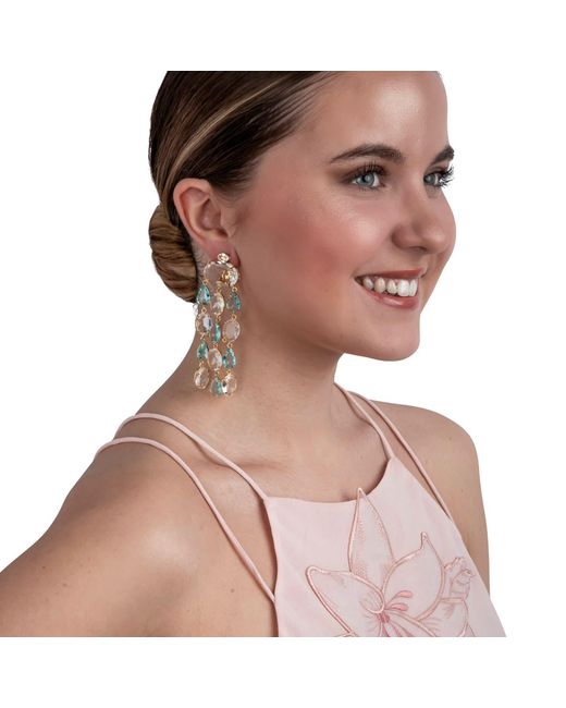 Bounkit Blue Mercedes Earrings Quartz Pierced