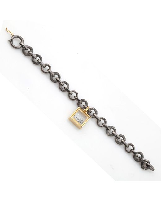 Artisan Metallic 18k Gold & 925 Silver With Diamond Link Chain Fixed & Flexible Bracelet