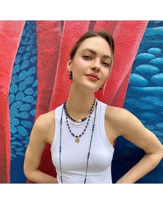 Farra Blue Lapis Lazuli And Baroque Pearl Short Necklace