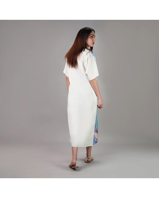 DHARA SHETH DUBAI Blue Fleur Watercolour Floral Long Dress