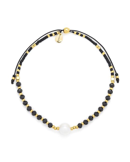 KAMARIA Metallic Lumira Mini Pearl & Gemstone Adjustable Bracelet With Miyuki Beads