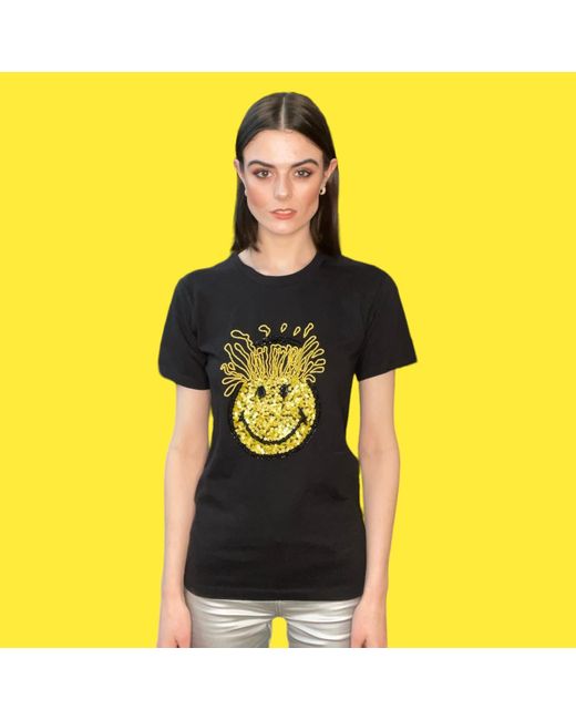 Any Old Iron Black Mind Blown Smiley T-Shirt