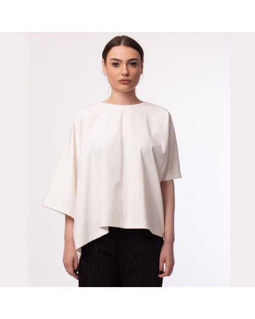Silvia Serban White Asymmetrical Jersey Top