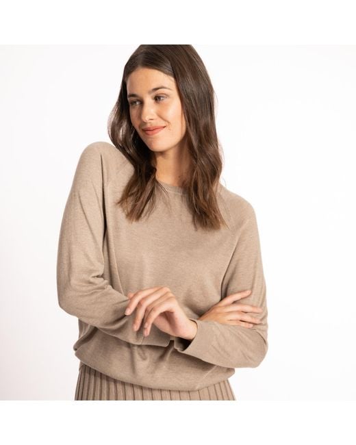 Bel Cashmere Gray Chelsea Cashmere And Silk Sand Sweater