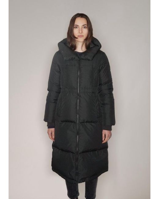 BEIRA Green Alexis Longline Padded Puffa Coat With Cowl Hood Midnight
