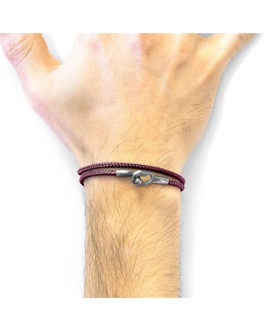 Anchor and Crew Red Aubergine Tenby & Rope Bracelet for men