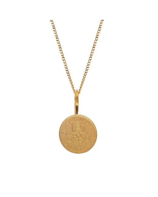 Katie Mullally Metallic Scottish Shilling Coin Charm & Chain for men