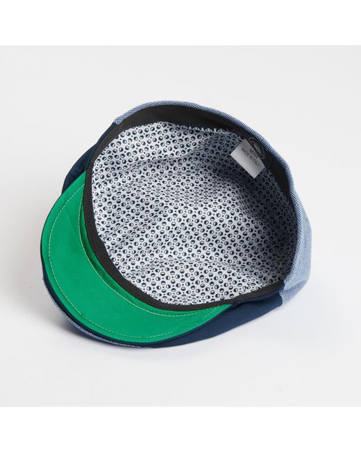 Dasmarca Hats Blue Dasmarca Brody Aqua Cotton Summer Flat Cap With Bright Coloured Under Peak for men