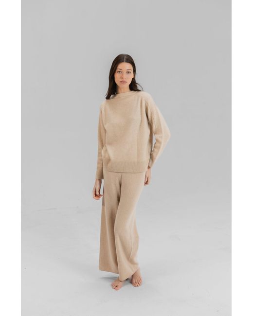 Maison Lointaine White Neutrals Signature Pants Ribbed Rice Apricot