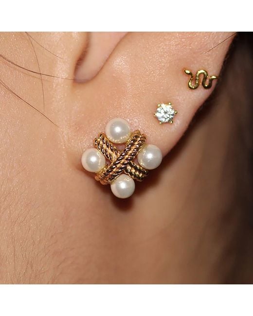 VicStoneNYC Fine Jewelry Metallic Antique Pearl Stud Earrings