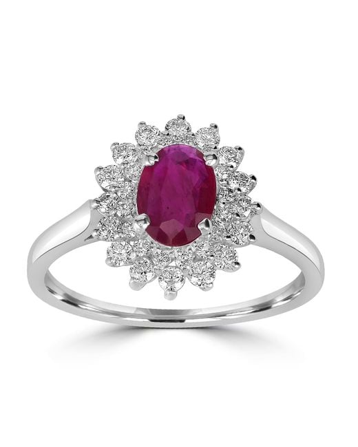 Artisan Metallic Ruby & Diamond Floral Halo Ring