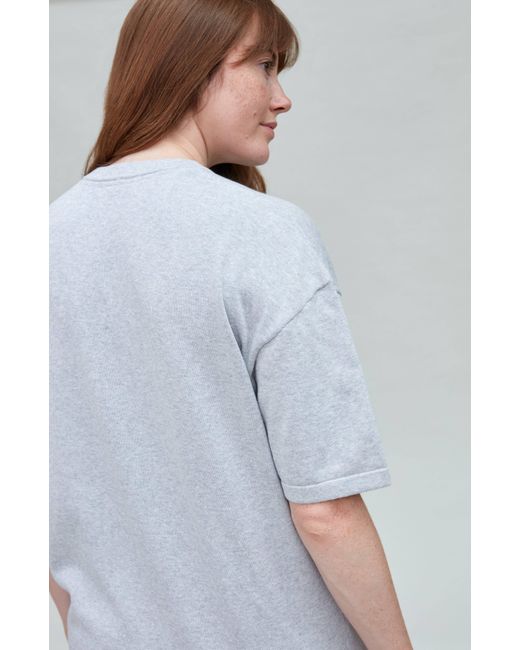 Paul James Knitwear Gray Lightweight Cotton Fenn Oversized Knitted T-Shirt