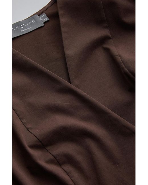 Exquise Brown Ashlynn Wrap Collar Shirt