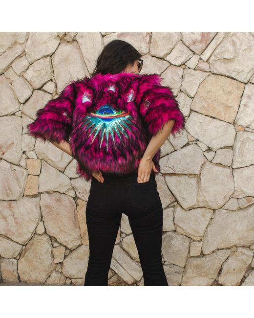 Jennafer Grace Multicolor Planet Queen Faux Fur Jacket