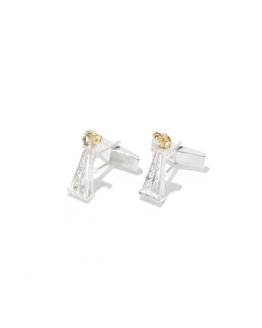 Simon Kemp Jewellers White Oil Derrick Cufflinks Eighteen Carat On Sterling for men