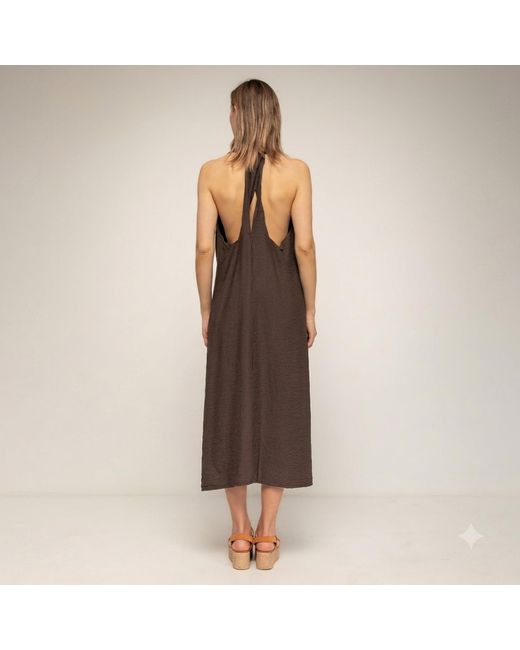 Tantra Spain Sl Brown Loose-Fitting Midi Dress With A Halter Neckline