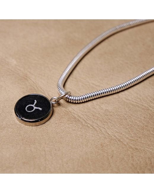 N'damus London Metallic Taurus Zodiac Astrolab Leather & Sterling Bracelet