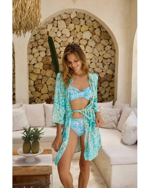 Sophia Alexia Blue Aqua Pebbles Zanzibar Shirt Dress