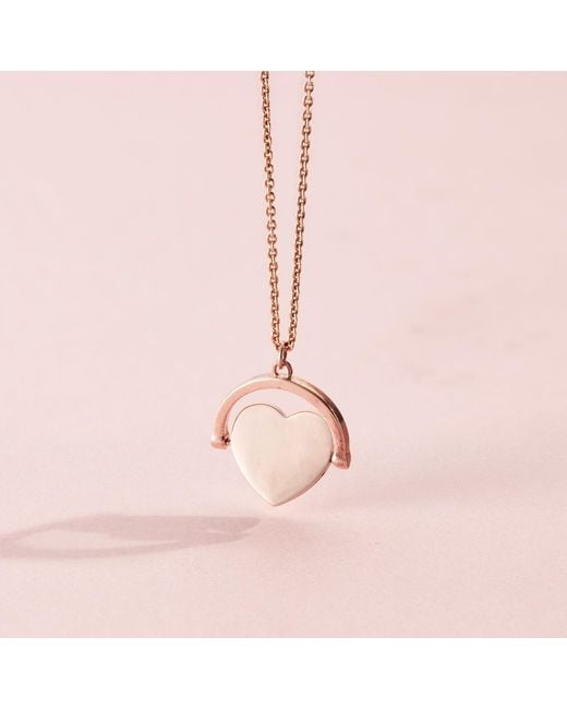 Posh Totty Designs Pink Rose Gold Plated Heart Spinner Necklace
