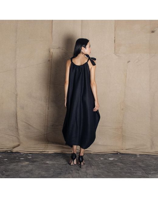 Bianca Popp Black Semiballoon Dress With Ribbons