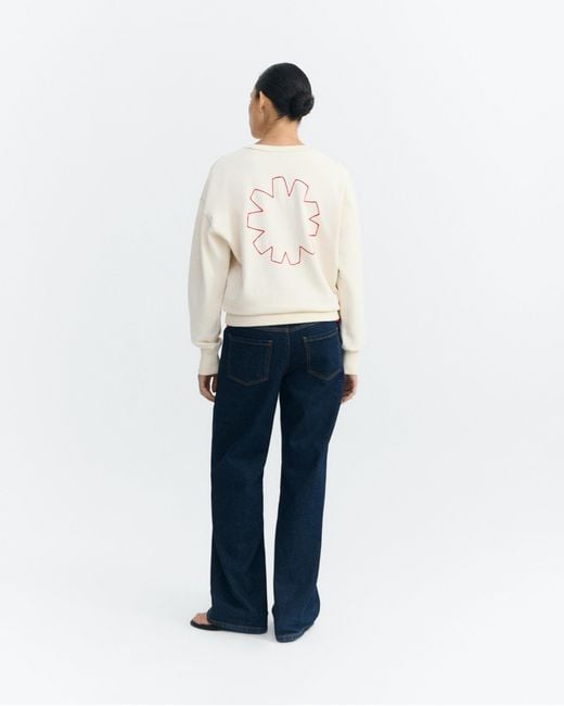 Thinking Mu White Hand-Embroidered Sweatshirt Sonne Jodie