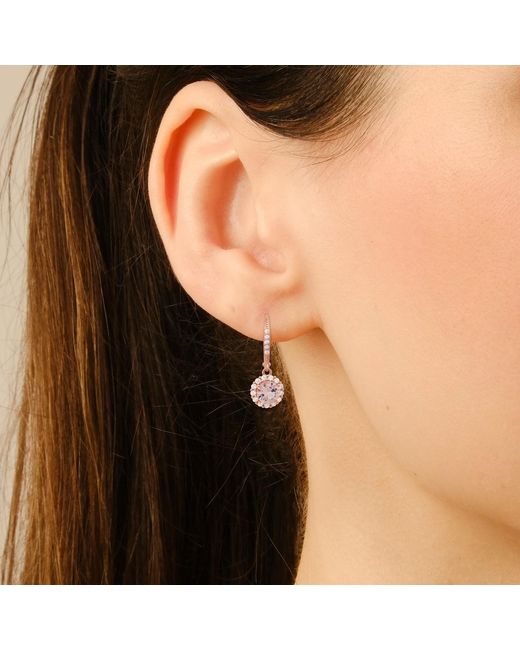 Kylie Harper Pink Morganite Halo Leverback Earrings