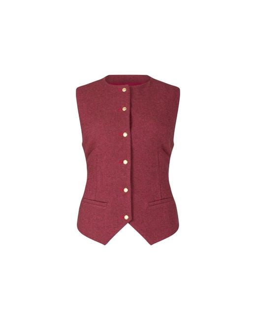 Lily and Lionel Purple Pandora Tailored Herringbone Print Waistcoat