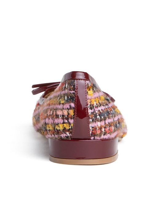 Beautiisoles by Robyn Shreiber Made in Italy Red Beatrice Burgundy Linen & Patent Leather Ballerina