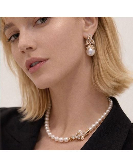 Ninemoo Metallic Iris Pearl Drop Earrings