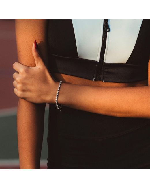 Spero London Metallic Round Circular Sterling Tennis Bracelet