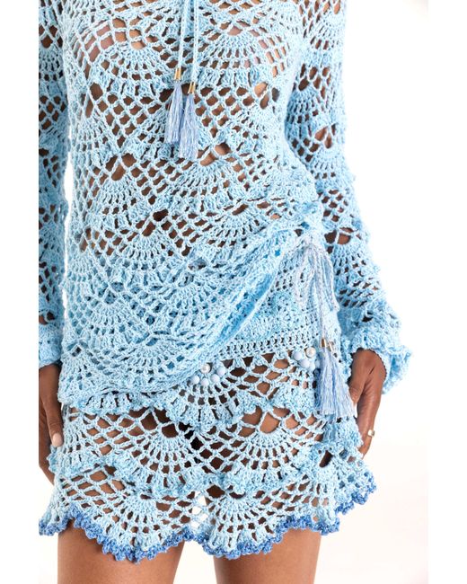 Andreeva Blue Aqua Marine Handmade Mini Crochet Skirt