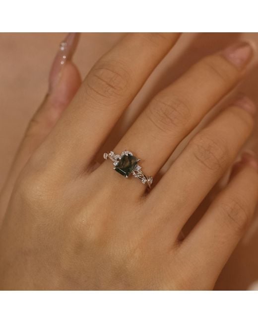 Azura Jewelry New York Green Ring Of Earth Moss Agate Vermeil