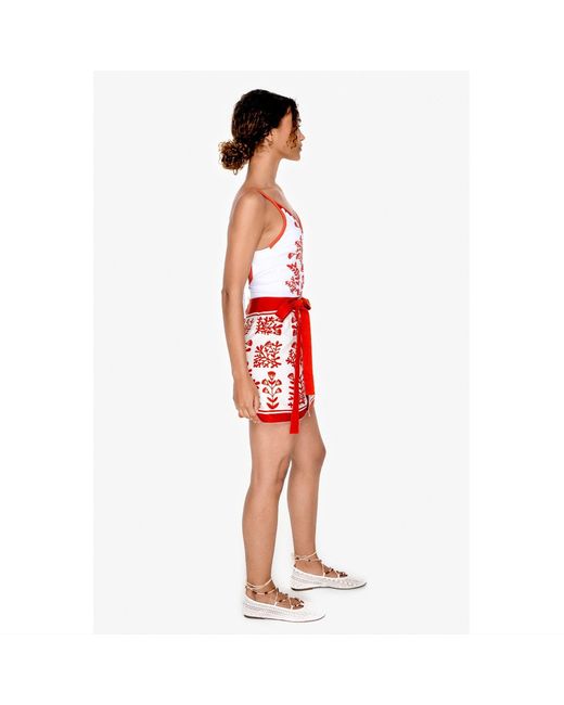 Jessie Zhao New York Red Swim Cover Up Skirt- Coral